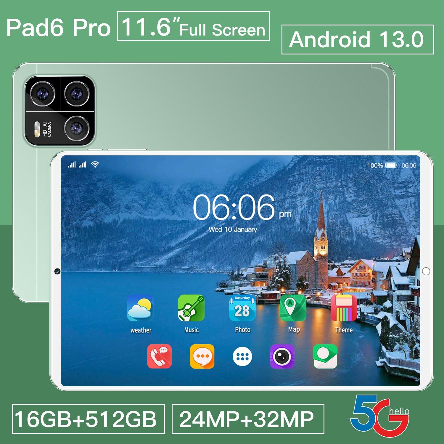 In stock hot sale Pad6Pro Android Tablet16+512G Large Screen Eye Protection Computer Manufacturer Wholesale