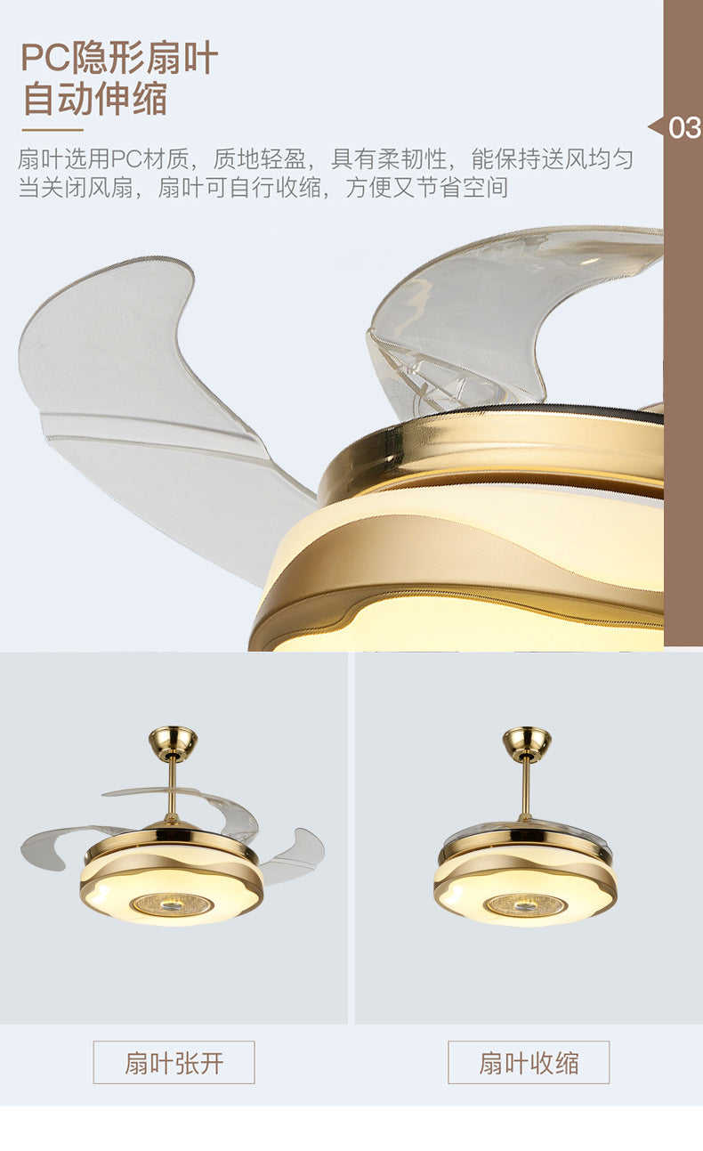 Living Room Ceiling Fan with Strong Wind Power Invisible Household Ceiling Fan Light for Bedroom and Dining Room, Integrated Fan Light with Light, Electric Fan Ceiling Light