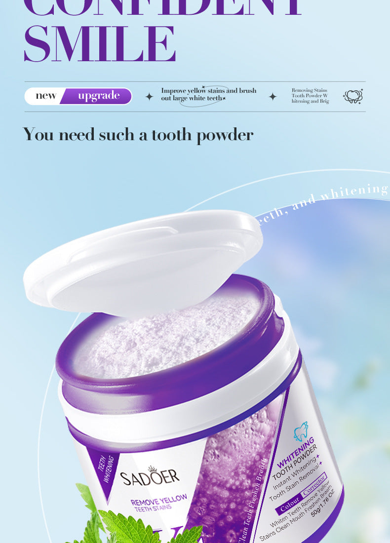 Full English V34Toothpowder50g SADOER Whitening Deep Cleaning Whitening Teeth Cleaning Powder  Foreign Trade Wholesale