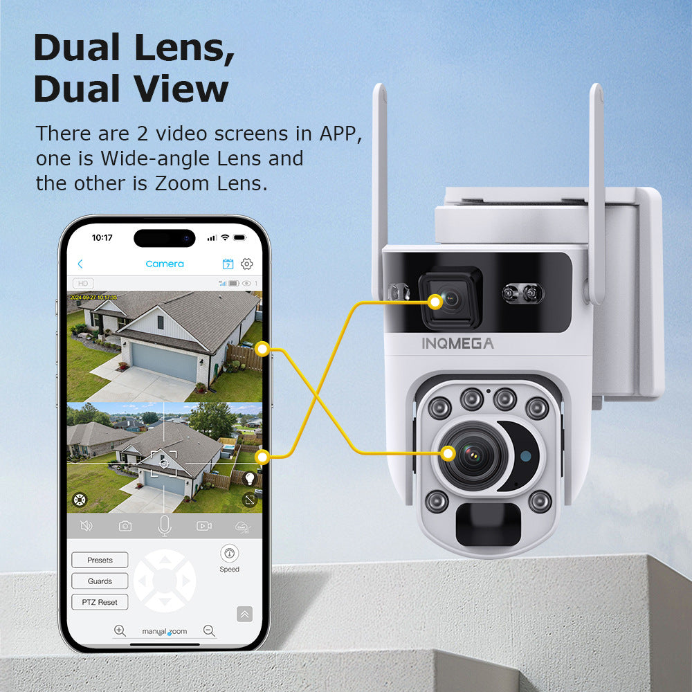 4G Solar-powered Camera6MP High Definition Full Color Dual Lens Dual Screen20X Zoom Solar Camera