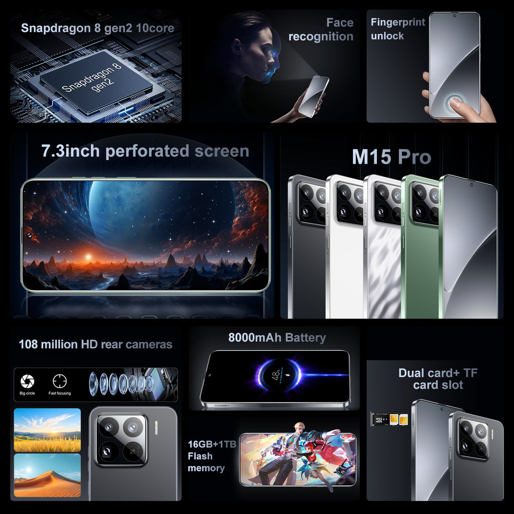Popular M15 Pro Android Smartphone16+1T Factory Direct Sales Mobile Phone Available