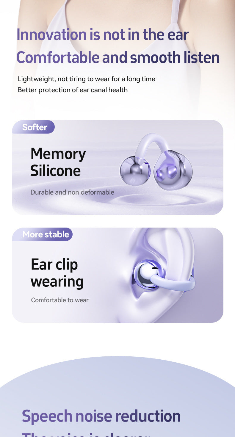 Popular M108Bone Conduction Ear Clip Bluetooth Headset Ultra-Long Battery Life Noise Reduction True Wireless Bluetooth Headset