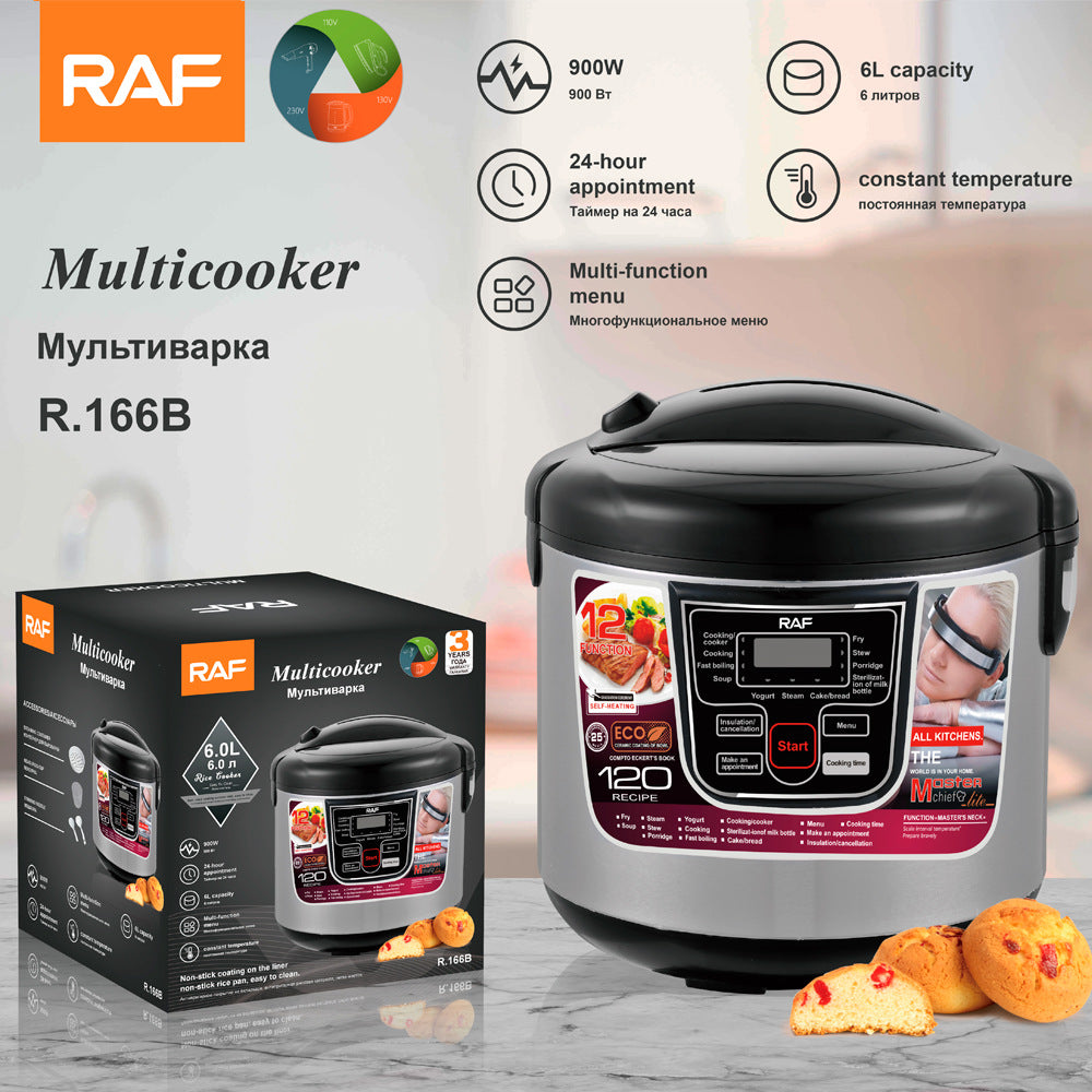 RAF European Standard Rice Cooker Smart6L Fully Automatic Health-Preserving Household Stainless Steel Rice Cooker Multi-Functional