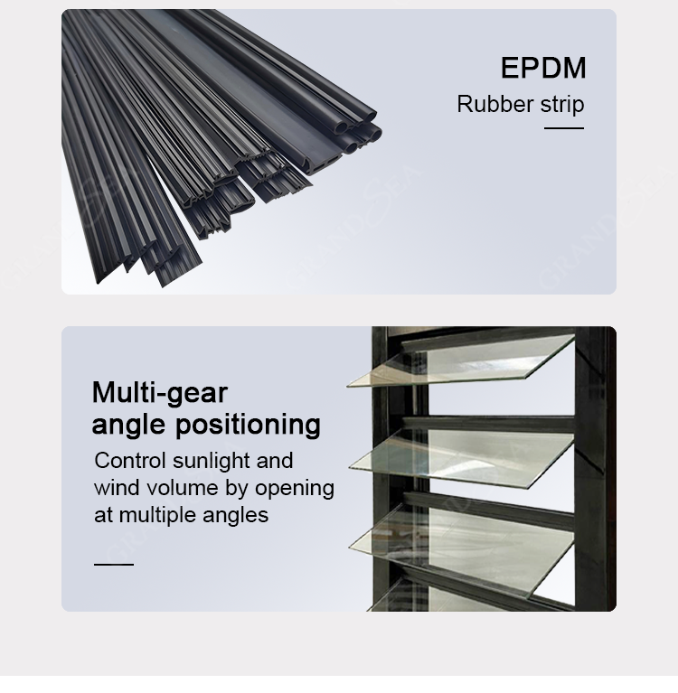 Aluminium Fixed Window With Adjustable Blades Glass Louver Windows for Bathroom