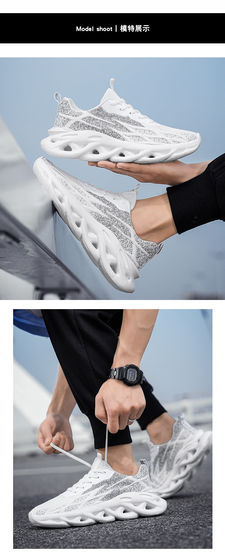 Summer Flyknit Breathable Running Shoes Braided Sole Casual Sports Shoes Men's Lightweight Trendy Shoes Professional Racing Running Shoes