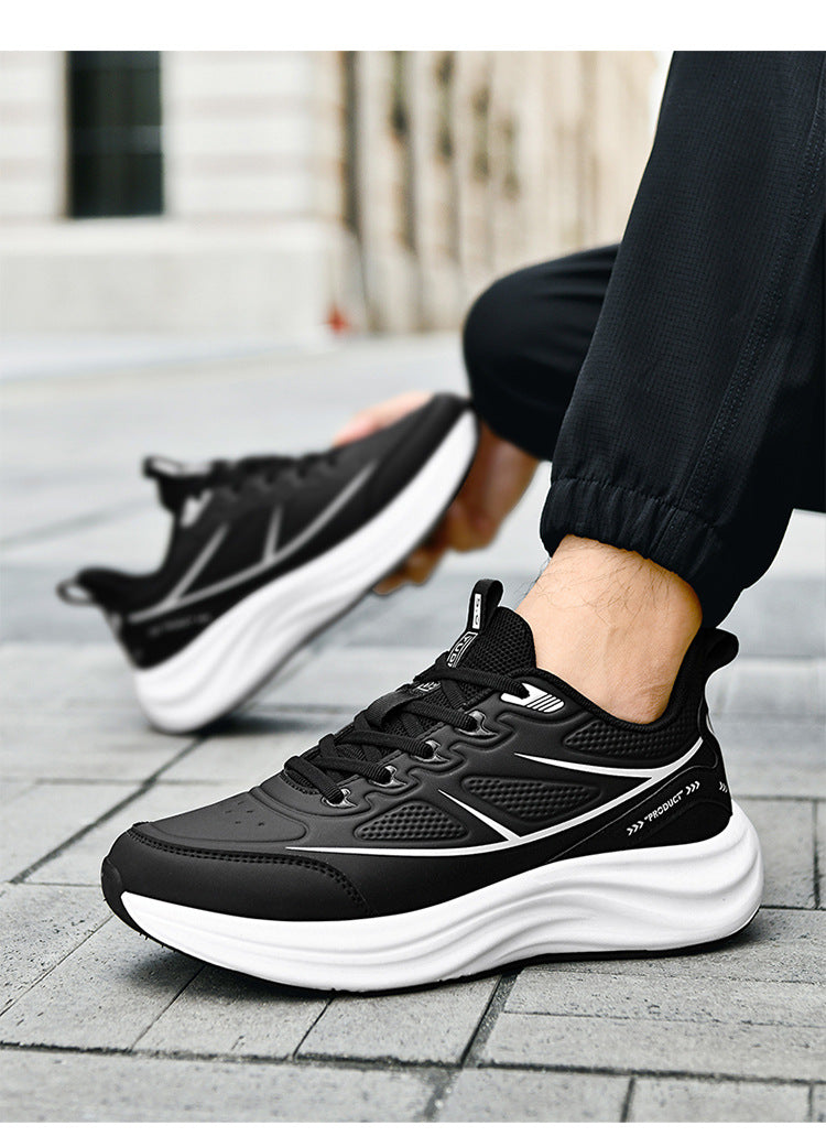2025New Large Size Leather Waterproof Trendy Casual Men's Shoes Non-Slip Wear-Resistant Sports Shoes Shock Absorption Comfortable Running Shoes