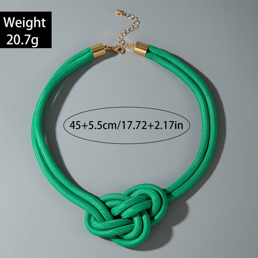 European and American Style Unique Knot Design Statement Necklace Drawstring Snake Chain Clavicle Chain Women's Simple Pendant Jewelry