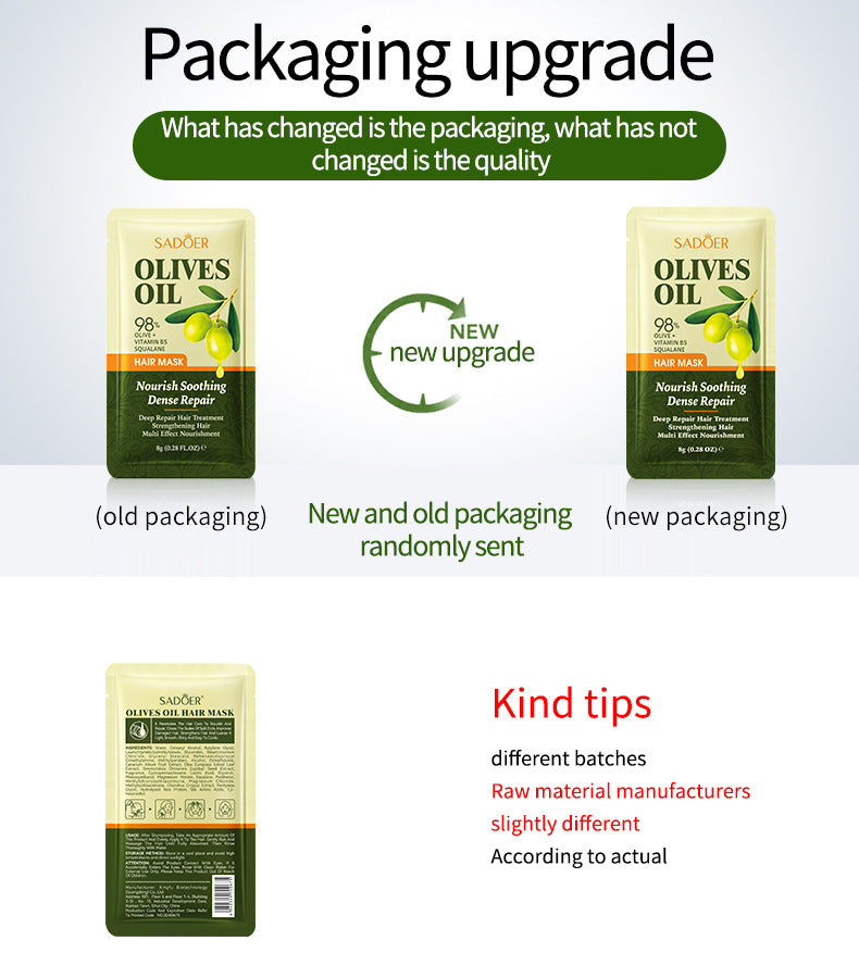 Olive Oil Hair Mask SADOER Repair and Improve Frizz Portable Sheet Hair Mask Cross-Border Wholesale