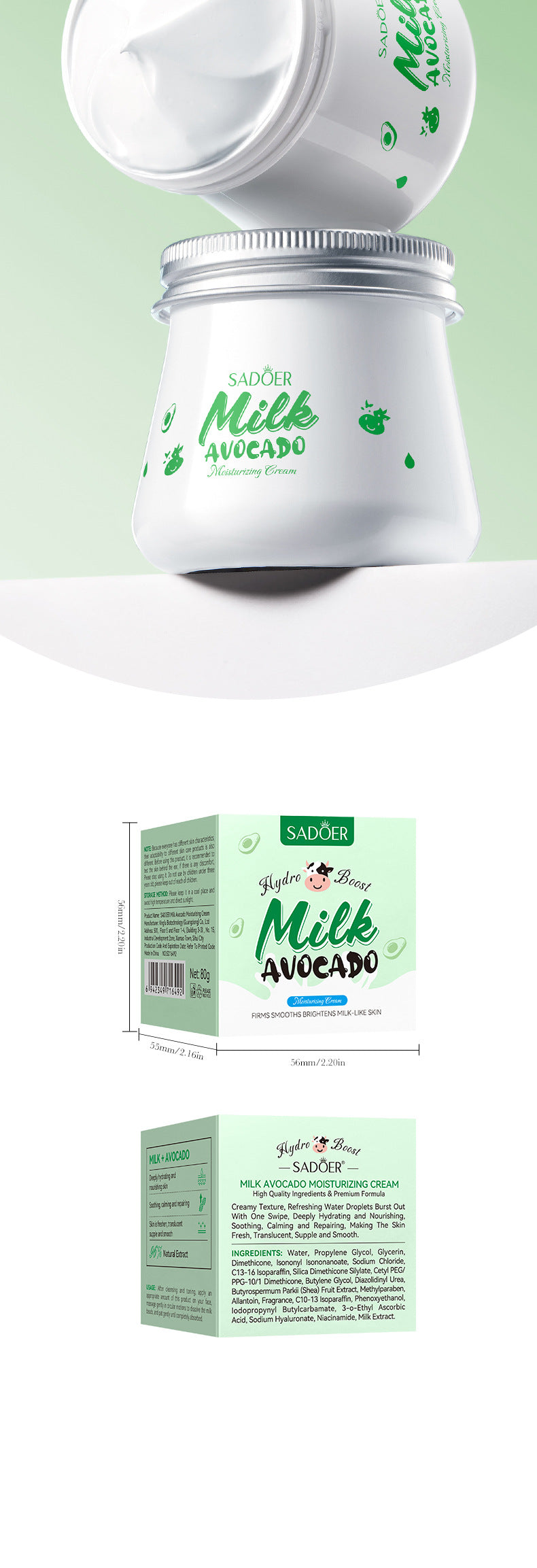 Milk Fruit Cream SADOER Smooth and delicate hydrating skin moisturizing cream cross-border foreign trade wholesale