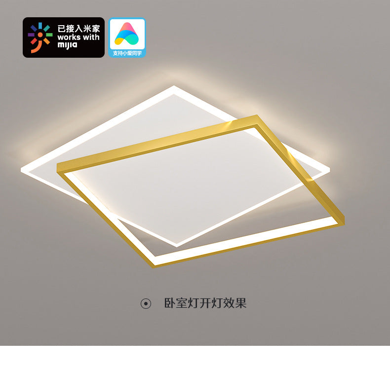 Nordic Living Room Lamp Rectangular Household Elegant Ceiling Lamp led Master Bedroom Lamp Iron Art Room Lamp Zhongshan Lighting