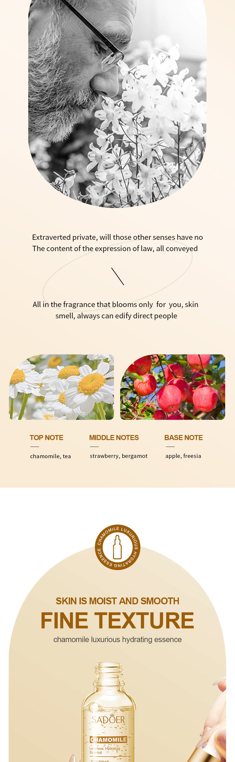 Full English Plant Essence Serum SADOER Aloe Vera Rose Chamomile Hydrating Moisturizing  Foreign Trade Wholesale