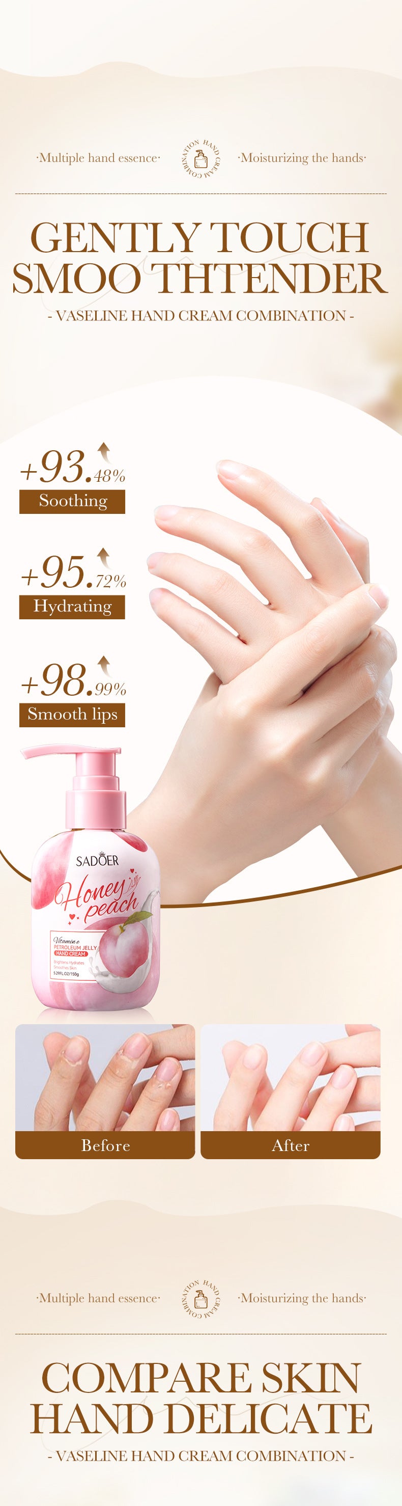 Vaseline Hand Cream150gSADOER Hydrating Anti-Cracking Press Hand Cream  Wholesale