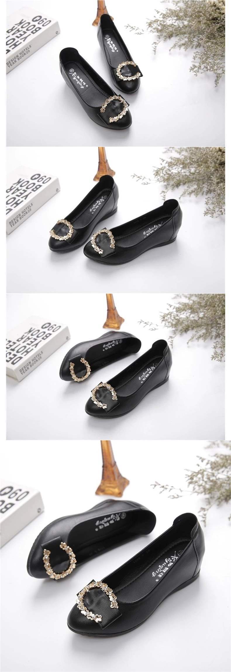 Women's Height-Increasing Flats2025Spring New Non-Slip Flat Shallow Mouth Height-Increasing Shoes Versatile Wedge Mom Shoes