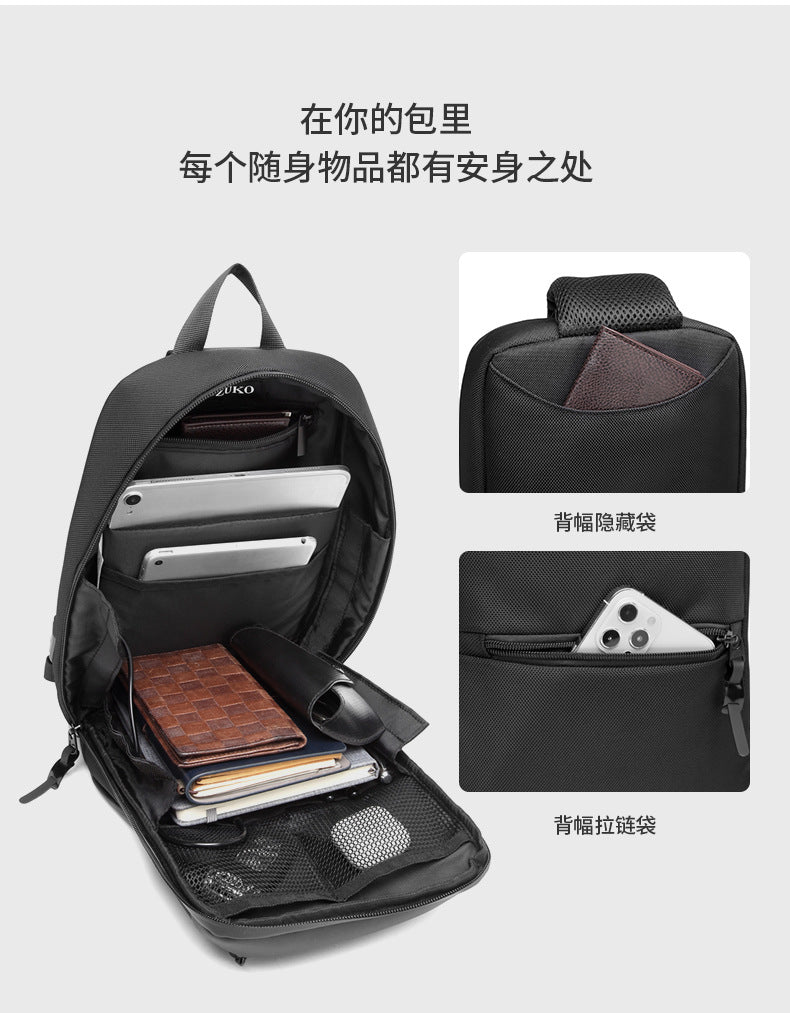 ozuko New Oxford Cloth Chest Bag Outdoor Men's Shoulder Bag Casual Waterproof Men's Bag Single Shoulder Crossbody Bag