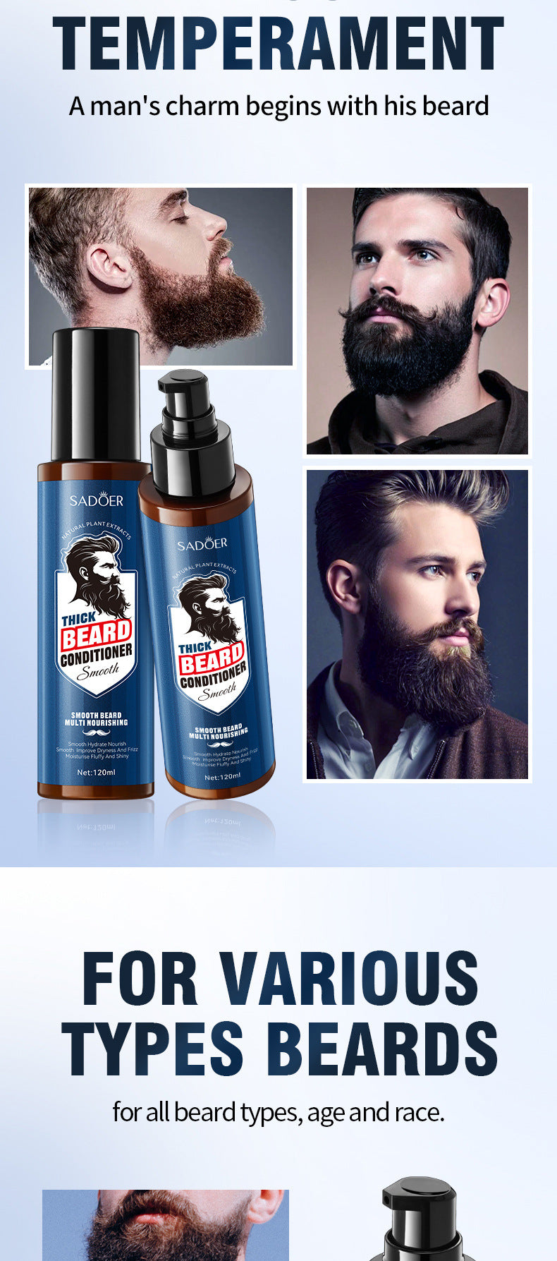 Beard Care Solution SADOER Men's Beard Moisturizing Conditioner Cross-Border Wholesale