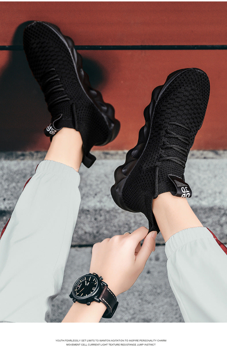 New Large Size Men's Shoes Sports Casual Shoes Men's Korean Style Trendy Shoes Lightweight Breathable Sock Shoes Men's Volcano Shoes