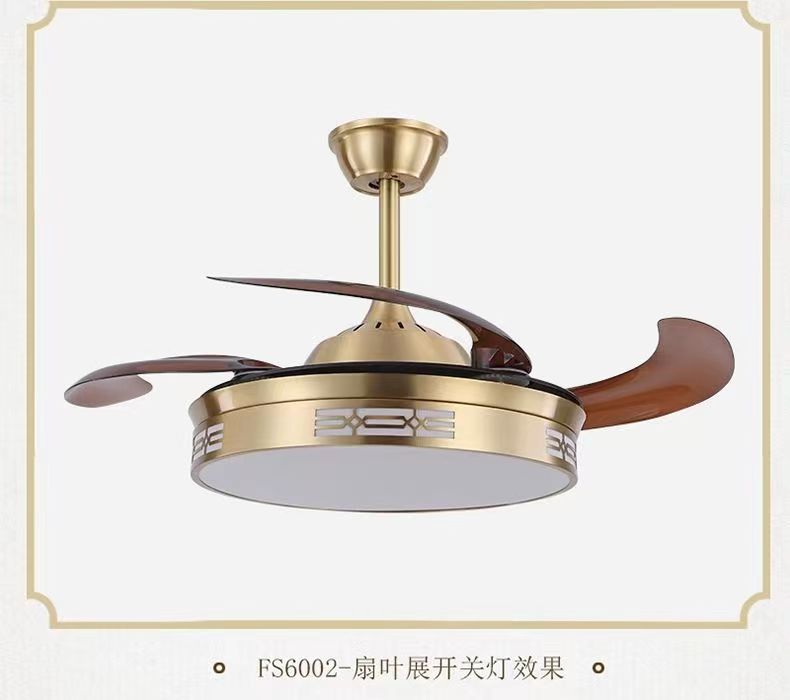 All-Copper Invisible Fan Light Luxury Simple Ceiling Light Designer Modern Living Room Dining Room Bedroom Chandelier Pure Copper