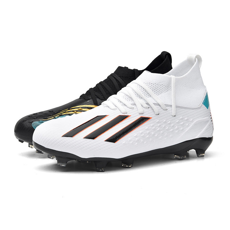 High-top Unisex Youth Soccer Shoes with Broken and Long Spikes for Grass Field Competition Training Student Sports Shoes