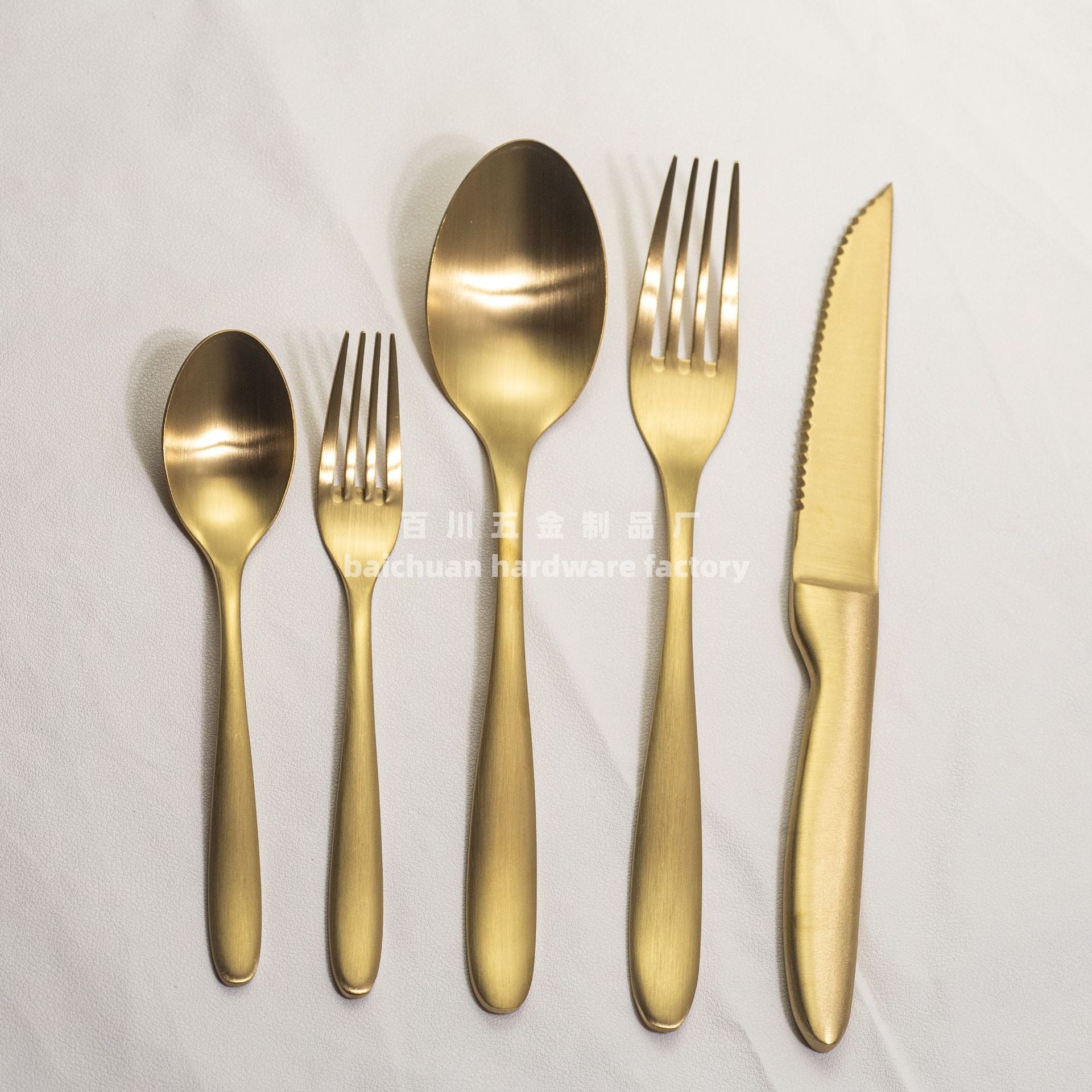 304Stainless Steel Knife Fork Spoon Set Western Tableware Hotel Heavy Sanding Wholesale Steak Knife Tea Spoon Classic Style