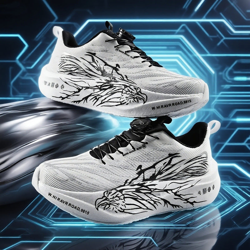 Casual Luminous Double Mesh Thickened Rotating Buckle Sports Shoes Parent-Child Real Carbon Plate Soft Sole Rebound Lightweight Comfortable Running Shoes