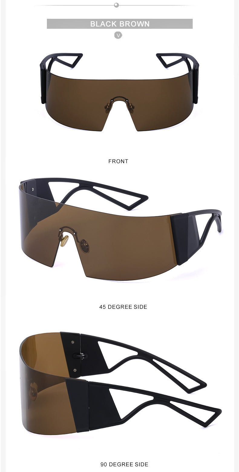 Outdoor Sports Cycling Glasses for Women, Colorful Integrated Windproof Sunglasses, Trendy European and American Style, Large Frame Sunshade and Sun Protection Sunglasses