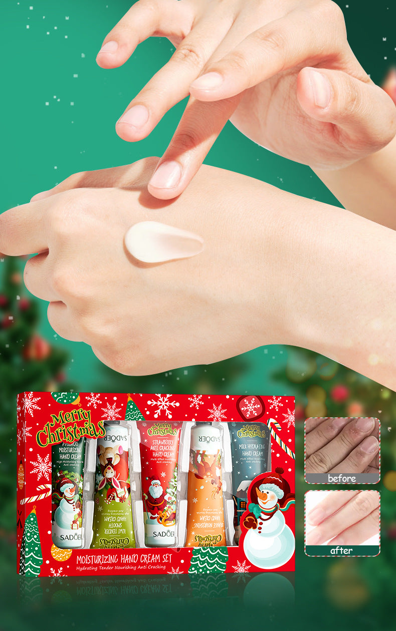 Full English Christmas Moisturizing Anti-Chapped Hand Cream Five-Piece Set SADOER Autumn and winter hand cream  foreign trade wholesale