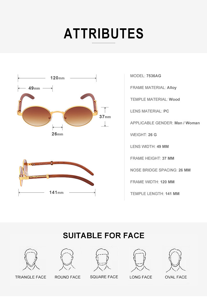 Vintage Small Frame Glasses for Women Imitation Wood Grain Oval Frame Sunglasses for Men Trendy Anti-Glare Sunglasses sunglasses