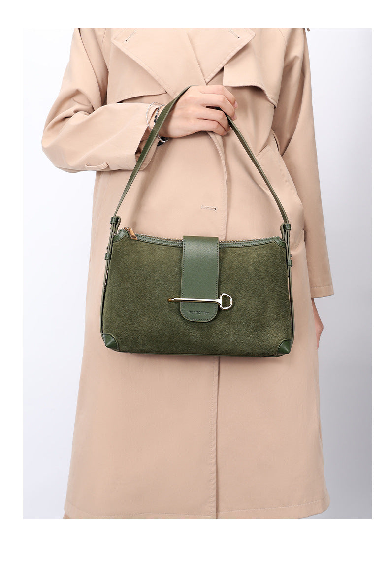 European and American New Style Deer Antler Leather Bag Single Shoulder Underarm Bag Light Luxury Fashion Women's Bag Genuine Leather Crossbody Women's Bag Niche Large Capacity