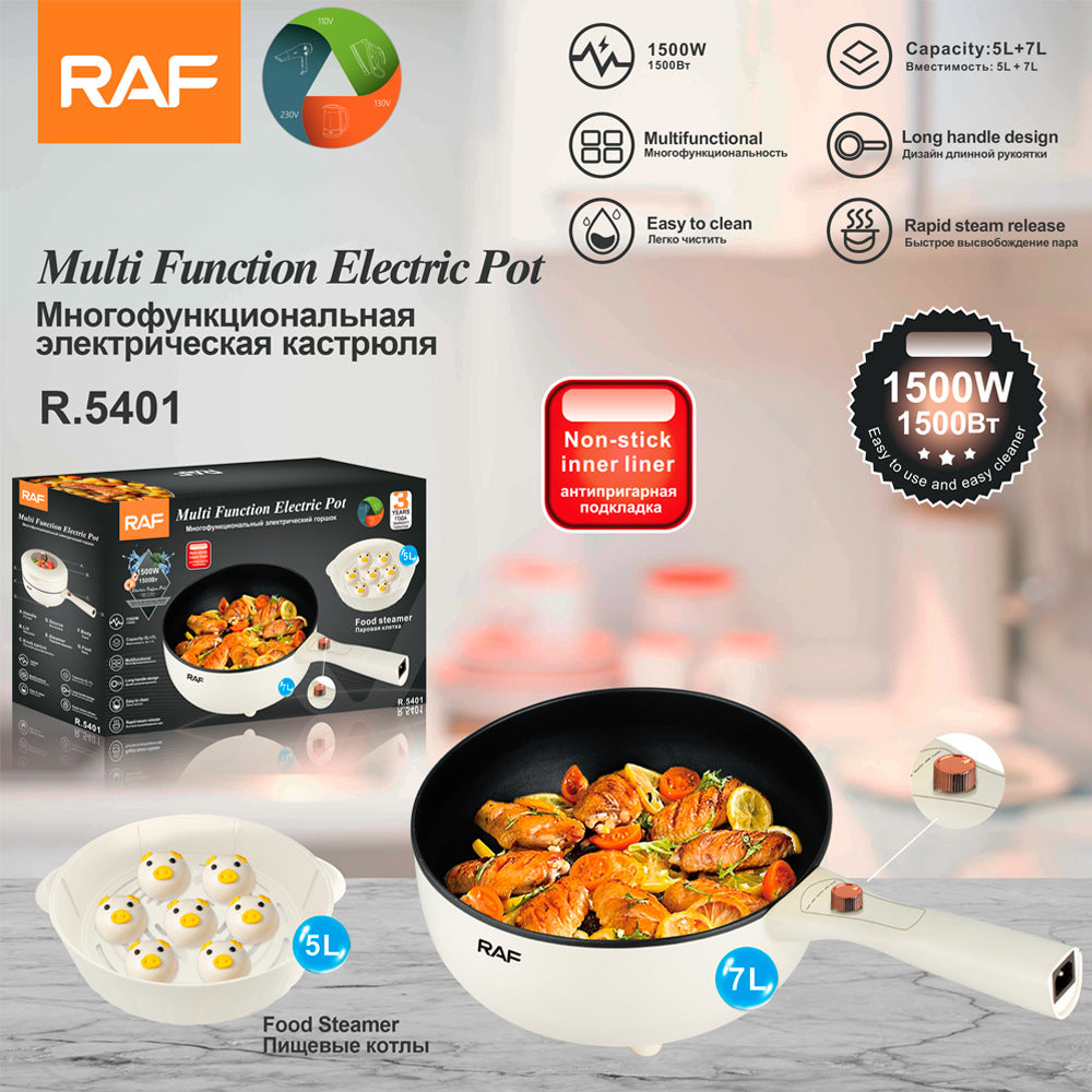 RAF European Standard Multifunctional Electric Frying Pan Household All-in-One Non-Stick Frying Pan Hot Pot Electric Cooking Pot Steamer