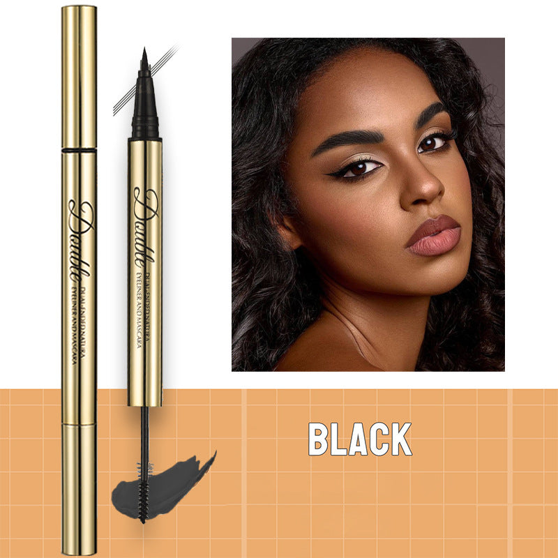 European Beauty Double-ended Natural Eyeliner+Curling Mascara Cream Two-in-One Quick-Drying Waterproof Non-Smudging