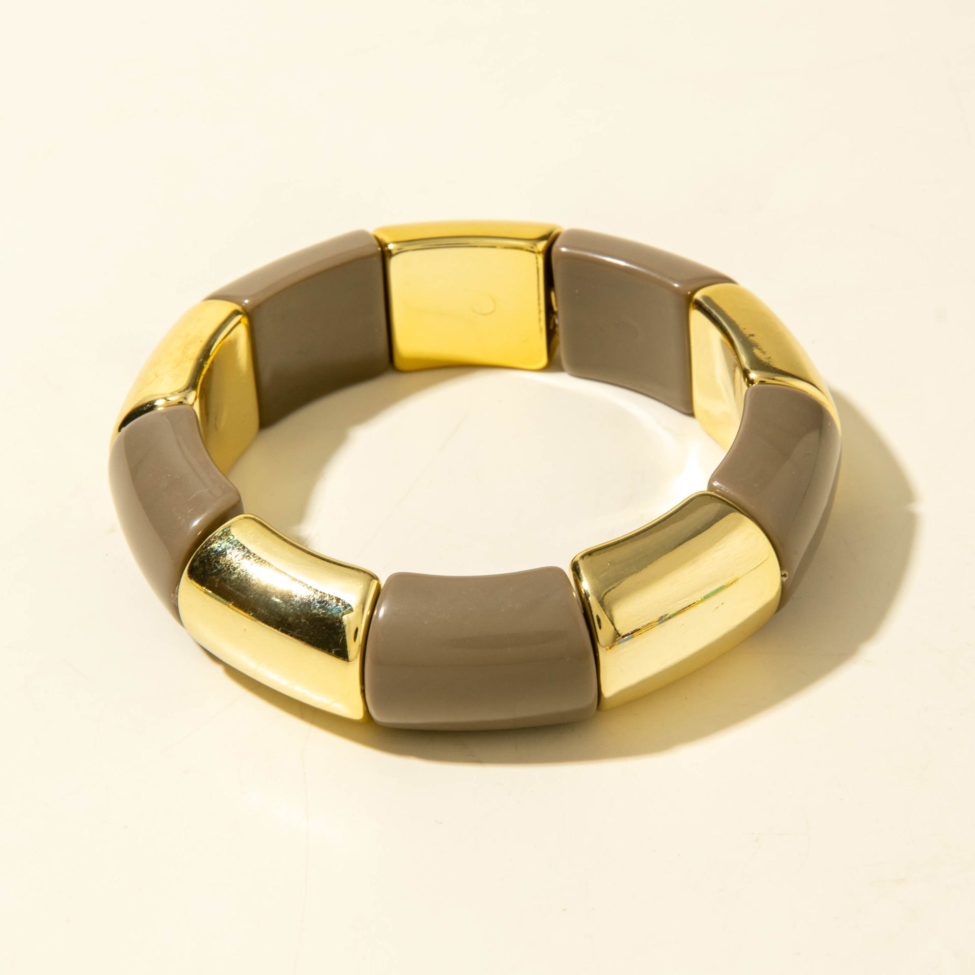 European and American Style Bohemian Bamboo Tube Color Block Elastic Beaded Bracelet Simple Fashion Bracelet Wholesale