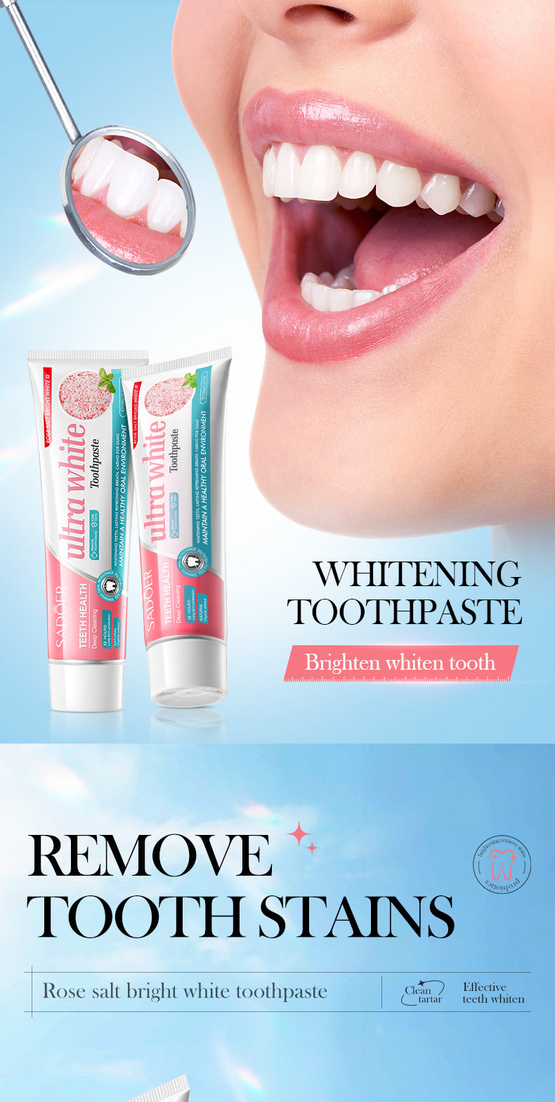 Rose Salt Brightening Stain Removal Toothpaste SADOER Oral Teeth Gum Care Plant-Based Toothpaste  Wholesale