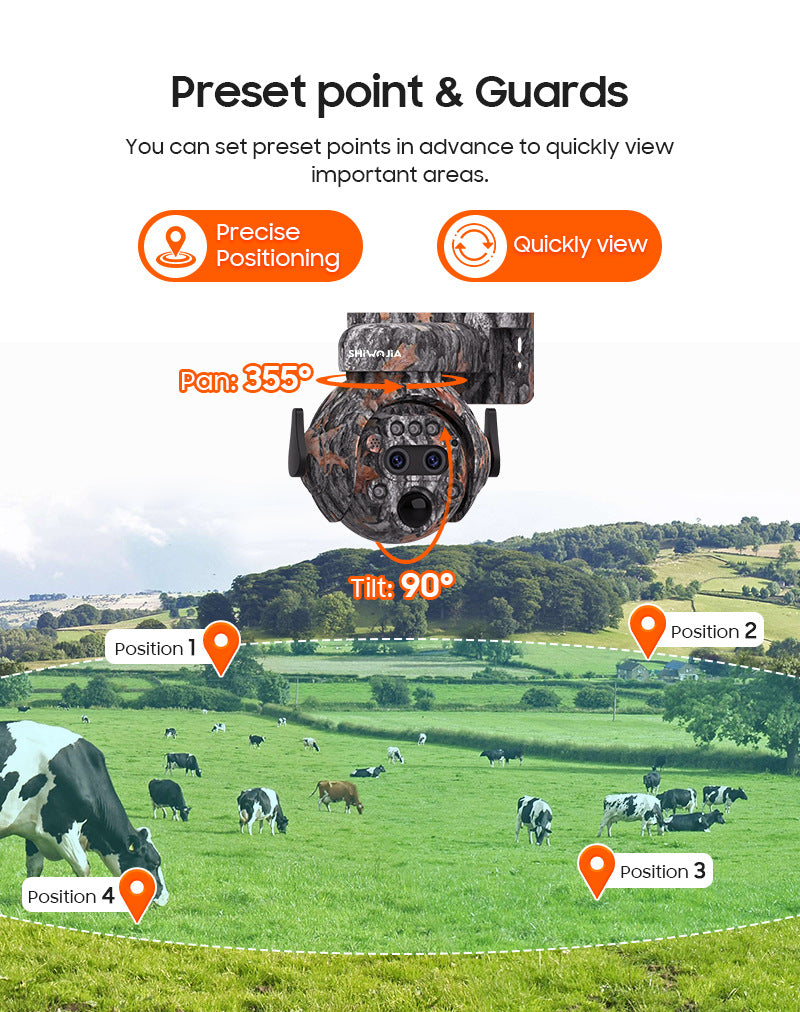 Camouflage122x Zoom Solar Camera Outdoor Forest4G Binocular HD AI Full Color Night Vision Surveillance