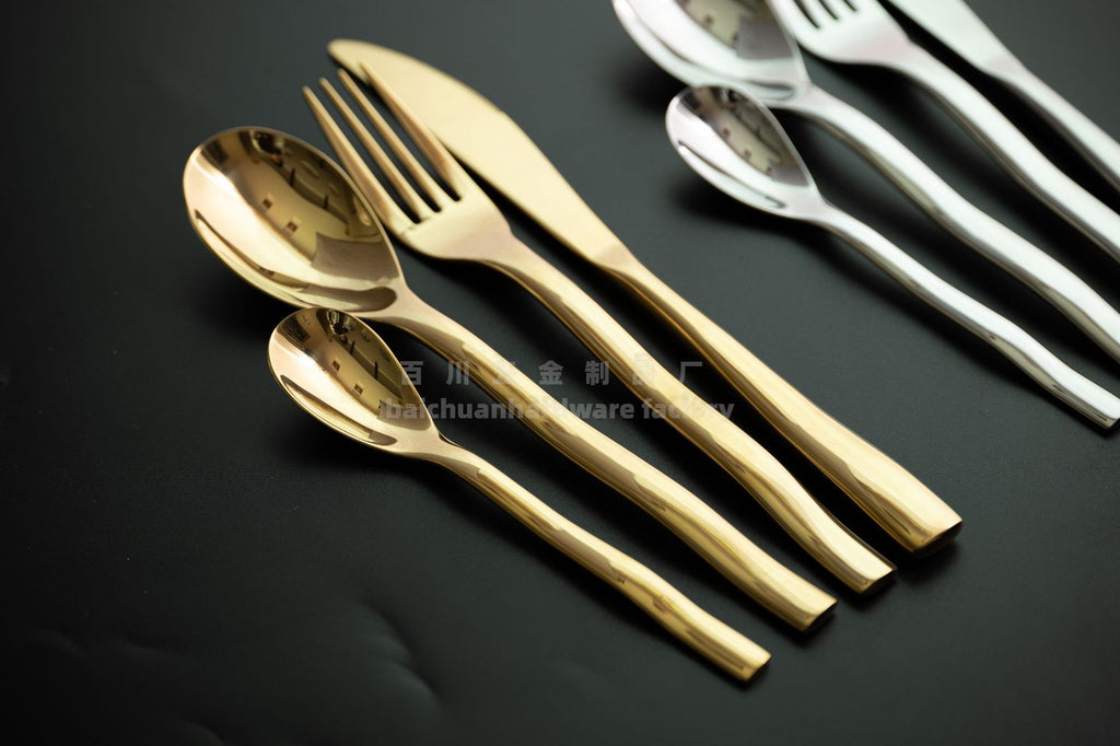 Nordic Style ins304Stainless Steel Steak Knife Fork Spoon Wave Pattern Creative Simple Western Dining Utensils Hotel Supplies Wholesale
