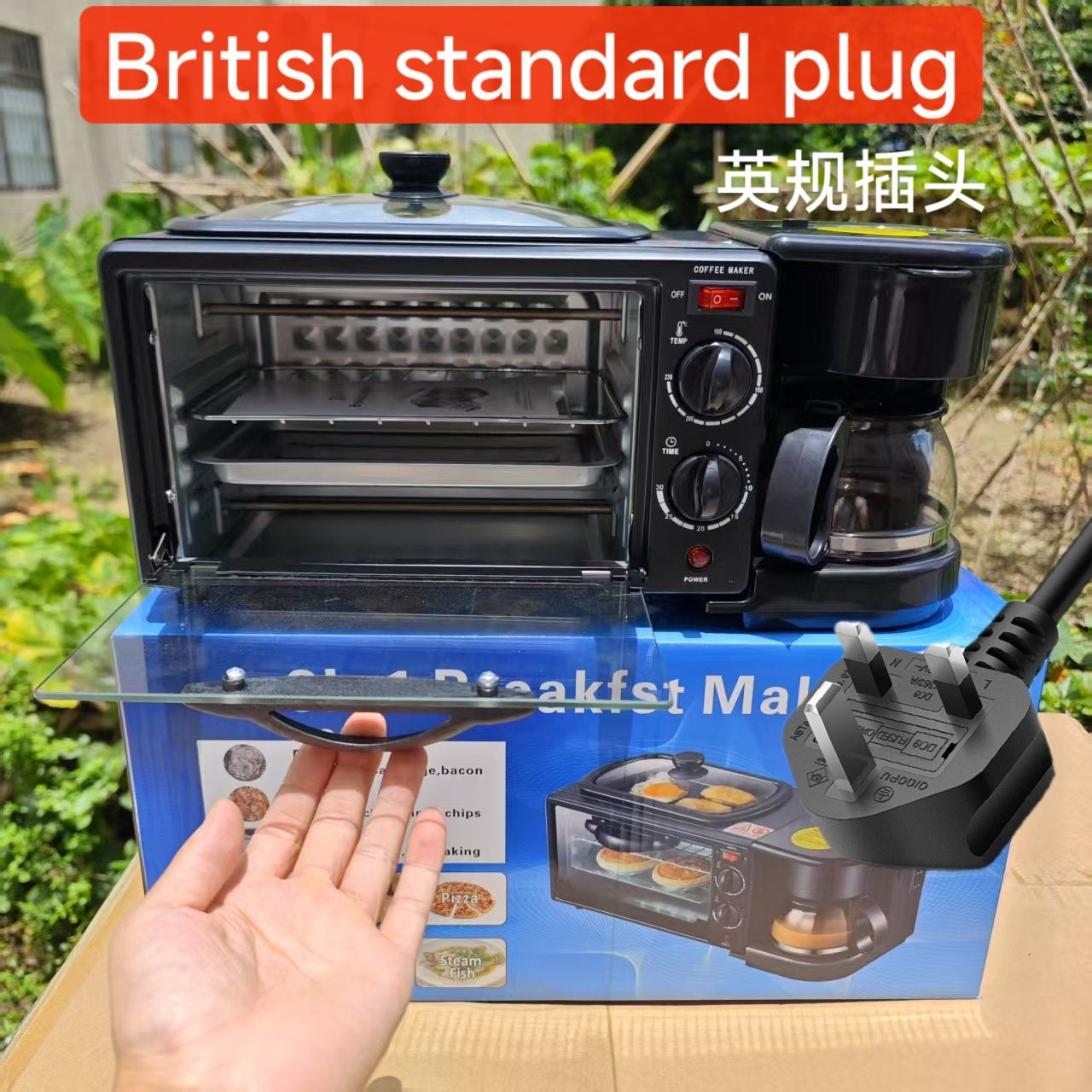 Export Multifunctional Household 3-in-1 Breakfast Machine Coffee Machine Bread Machine Intelligent Timing Baking Electric Oven