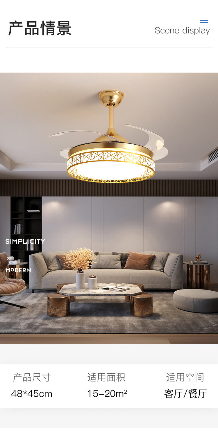 Ceiling Fan Light for Living Room, Bedroom, Dining Room, Nordic Postmodern Style, Luxury Lighted Electric Fan Ceiling Light