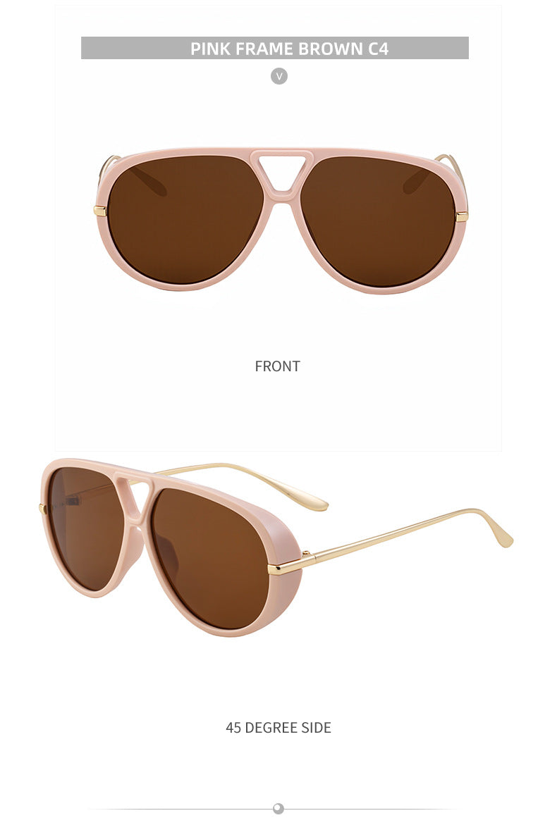 2025New European and American Style Toad Sunglasses for Men, Double Bridge Aviator Glasses, Outdoor Sun Protection Sunglasses for Men