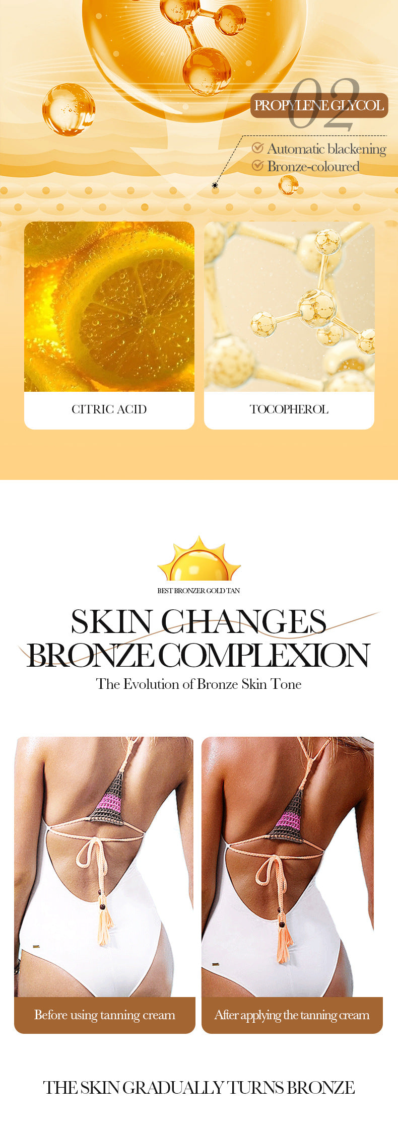 Tanning Cream50g SADOER Natural Darkening Bronze Wheat Color Tanning Cream Cross-Border Wholesale