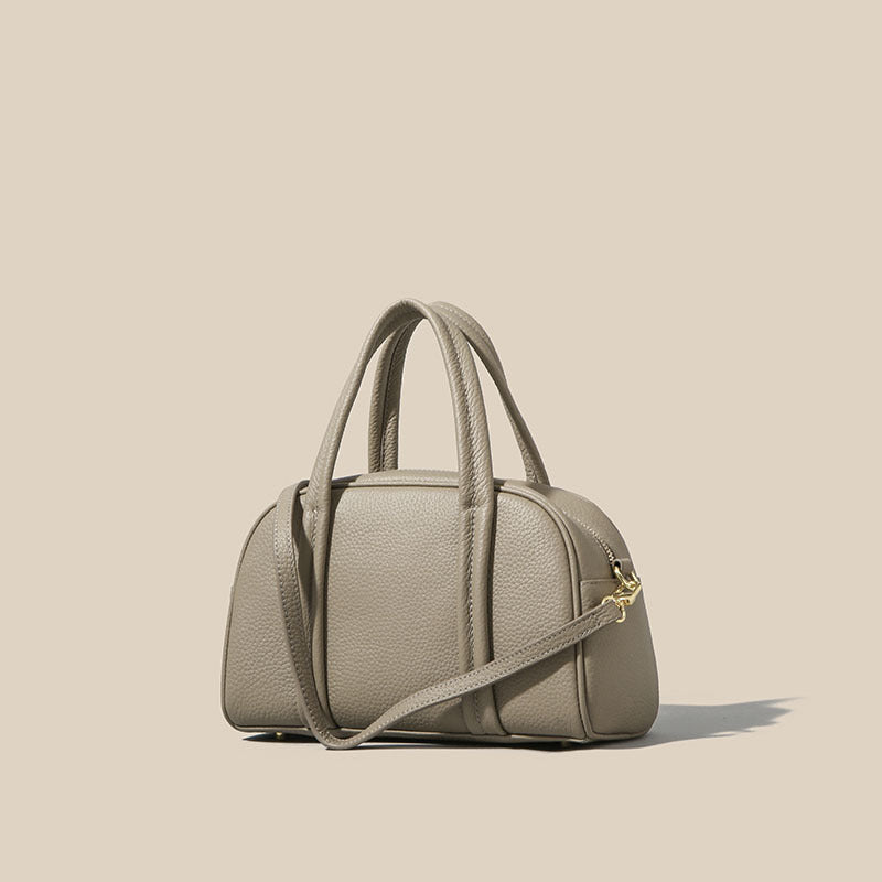 Genuine Leather Women's Boston Handbag2025Autumn Style Top Layer Cowhide Fashion Large Capacity Single Shoulder Crossbody Bag