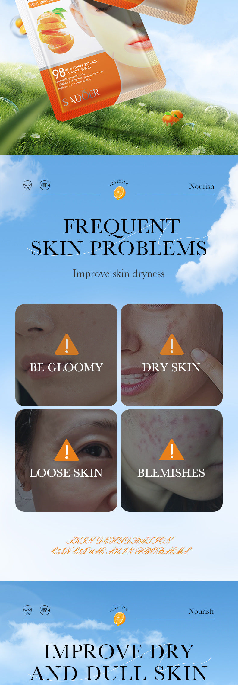 Facial Mask25g SADOER Aloe Vera VC Moisturizing and Rejuvenating Face Mask Sheet Pack for Cross-Border Wholesale