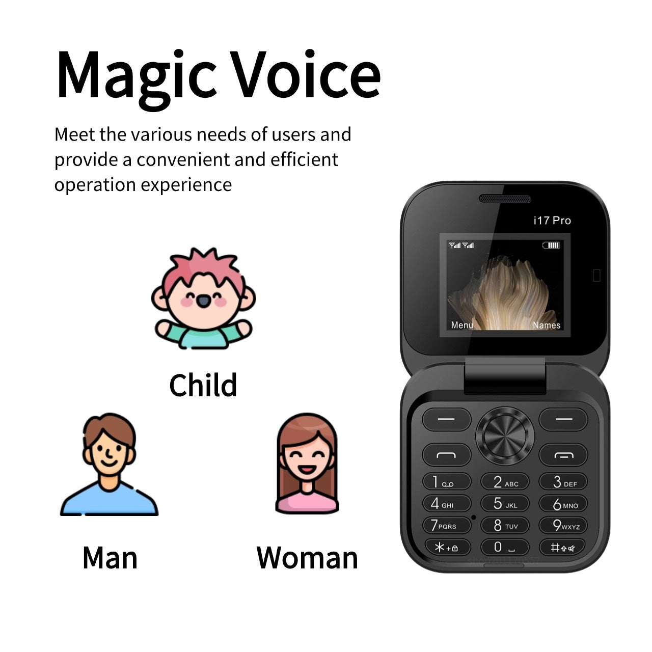 Hot Selling Exquisite Appearance Mini Folding Feature Phone Flip Cover Elderly Button Phone Pocket Phone