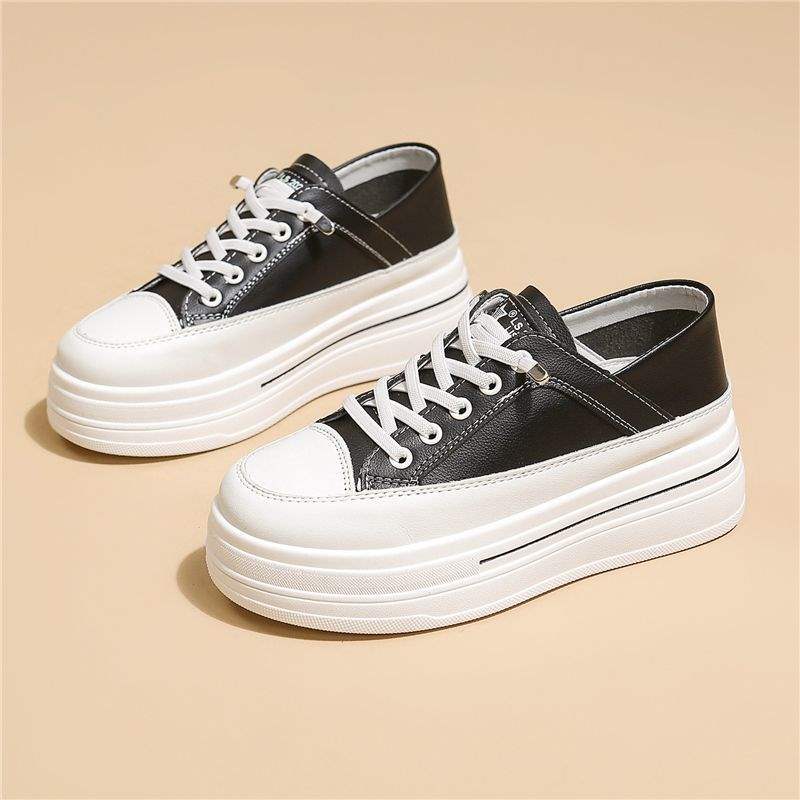 Women's Thick-Soled Height-Increasing White Sneakers for Spring and Autumn2025Summer New Hot-Selling Versatile Casual Slip-On Sneakers