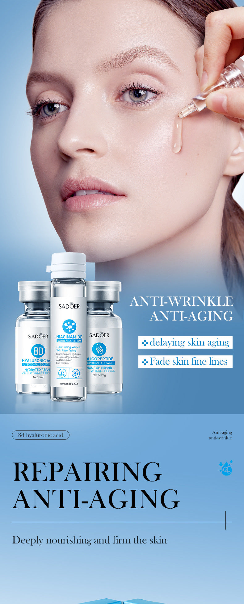 Cross-border Freeze-Dried Powder Combination Hydrating Moisturizing Skin Rejuvenation Nourishing Skin Freeze-Dried Powder Set Export Manufacturer Wholesale