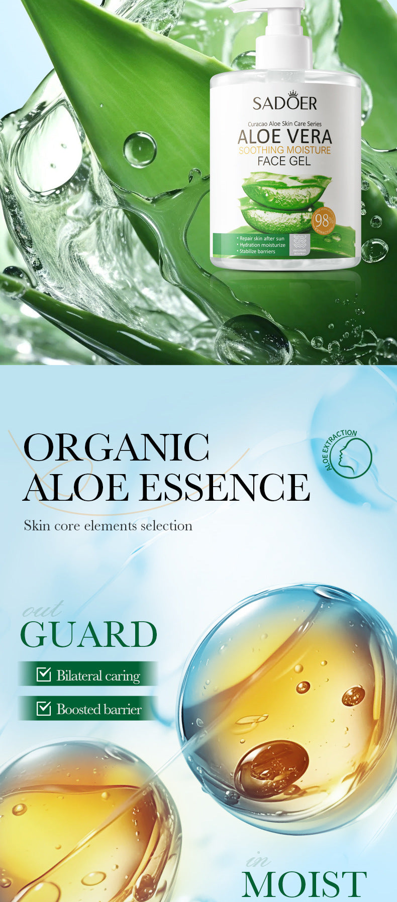 Aloe Vera Gel Aloe Vera Gel300g Large Capacity Hydrating Moisturizing Nourishing Cross-Border Foreign Trade Live Wholesale