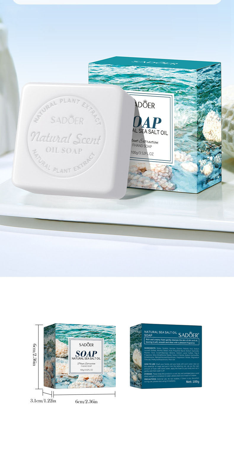 Full English Plant and Fruit Scented Soap100g SADOER Cleansing, Moisturizing Handmade Soap  Wholesale