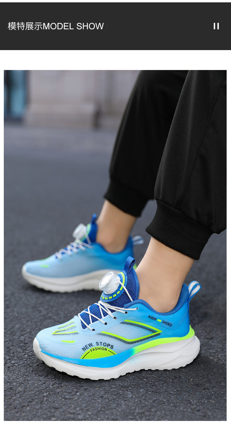 Spring and Summer New Children's Comfortable Breathable Button Running Shoes Fashionable Casual Kids Shoes Non-Slip Wear-Resistant Boys' Sports Shoes
