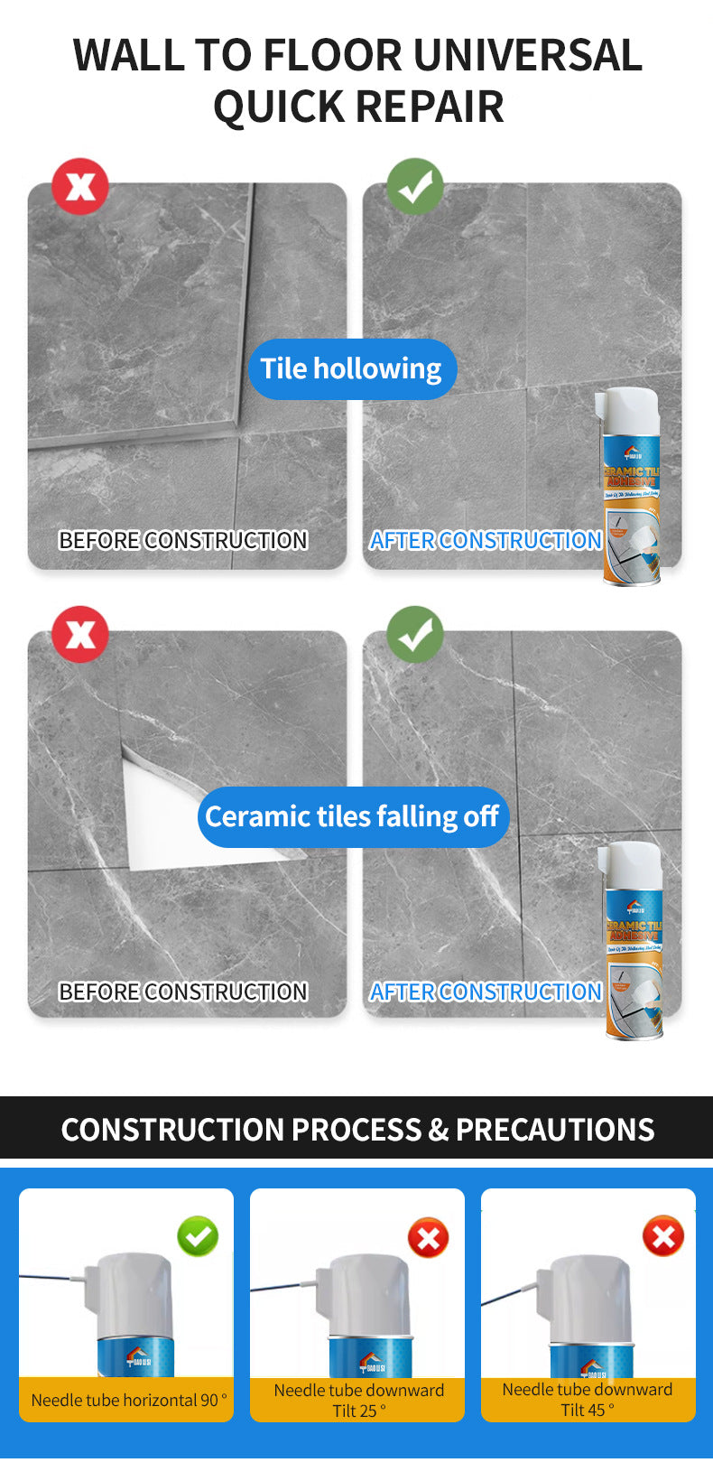 Tile Grout Sealant Marble Floor Wall Tile Repair Floor Edge Adhesive Injection Grout Liquid