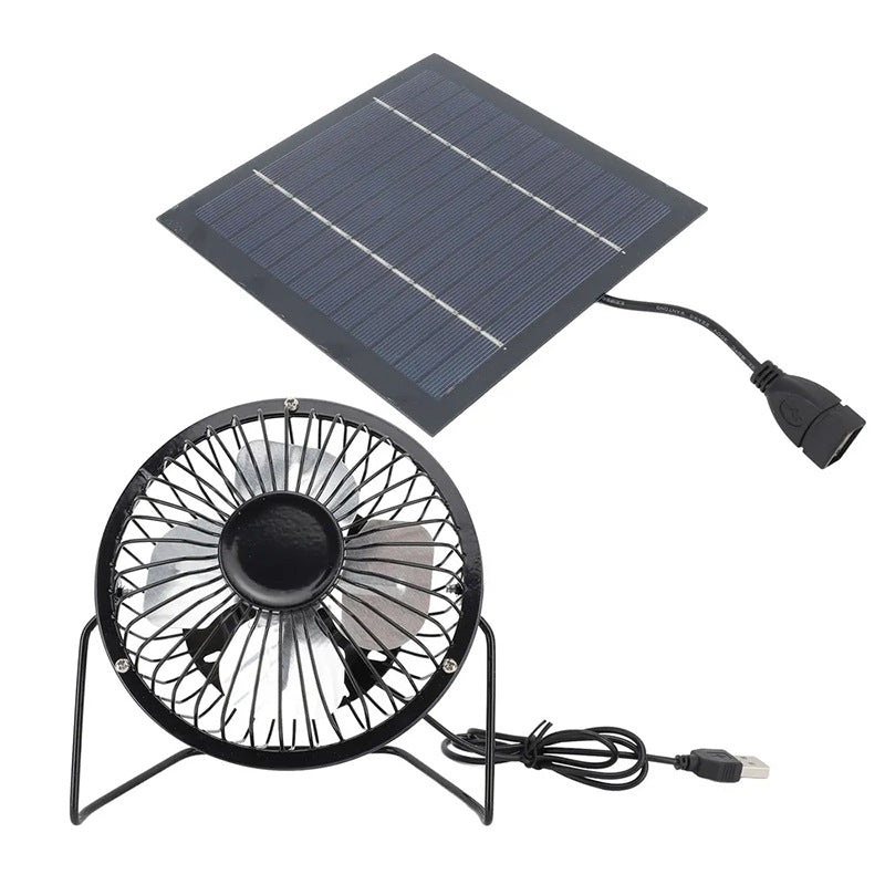 Exclusive Solar Panel Powered 4inch DC Fan Outdoor Waterproof Cooling Multi-scenario Universal 5V Adapter