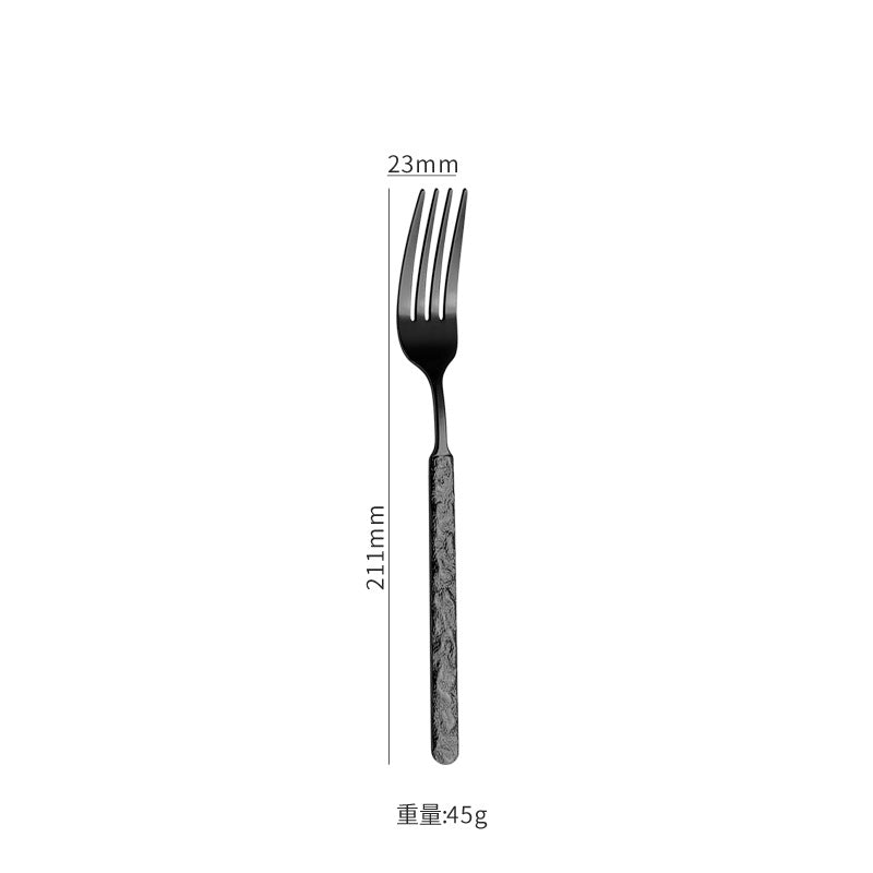 410Stainless Steel Cutlery Hotel Restaurant High-end Stone Pattern Knife Fork Spoon Set Western Cuisine Thickened Steak Knife Fork
