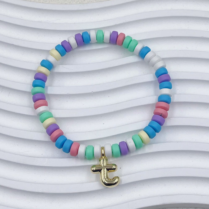 Bubble Balloon Letter Bracelet Best Friend Friendship Gift Sweet Bracelet Colorful Soft Clay Abacus Bead Bracelet